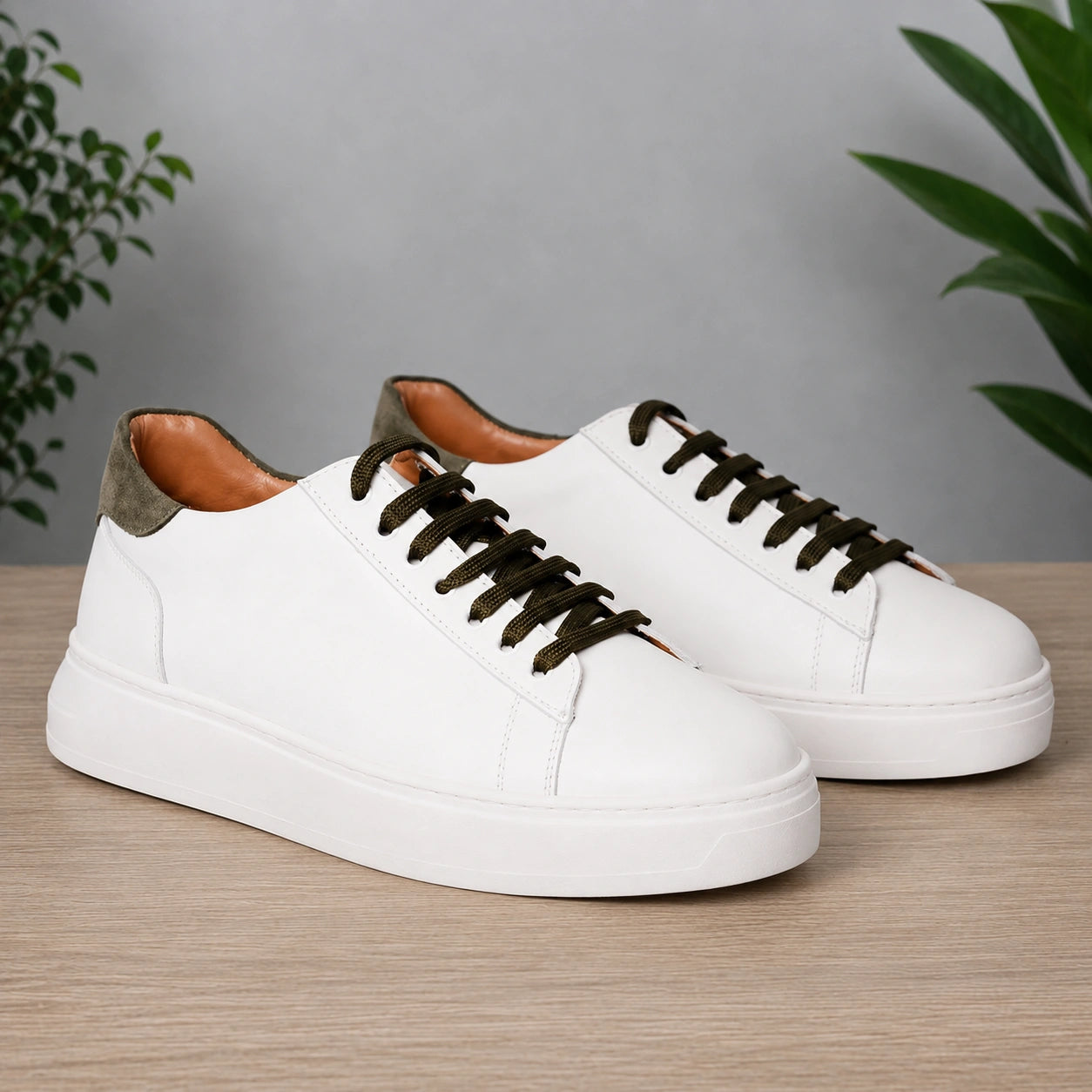 Sneakers in pelle bicolore - Bianco/Verde