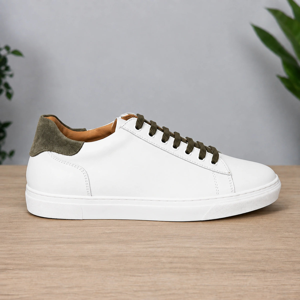 Sneakers in pelle bicolore suola bassa - Bianco/Verde
