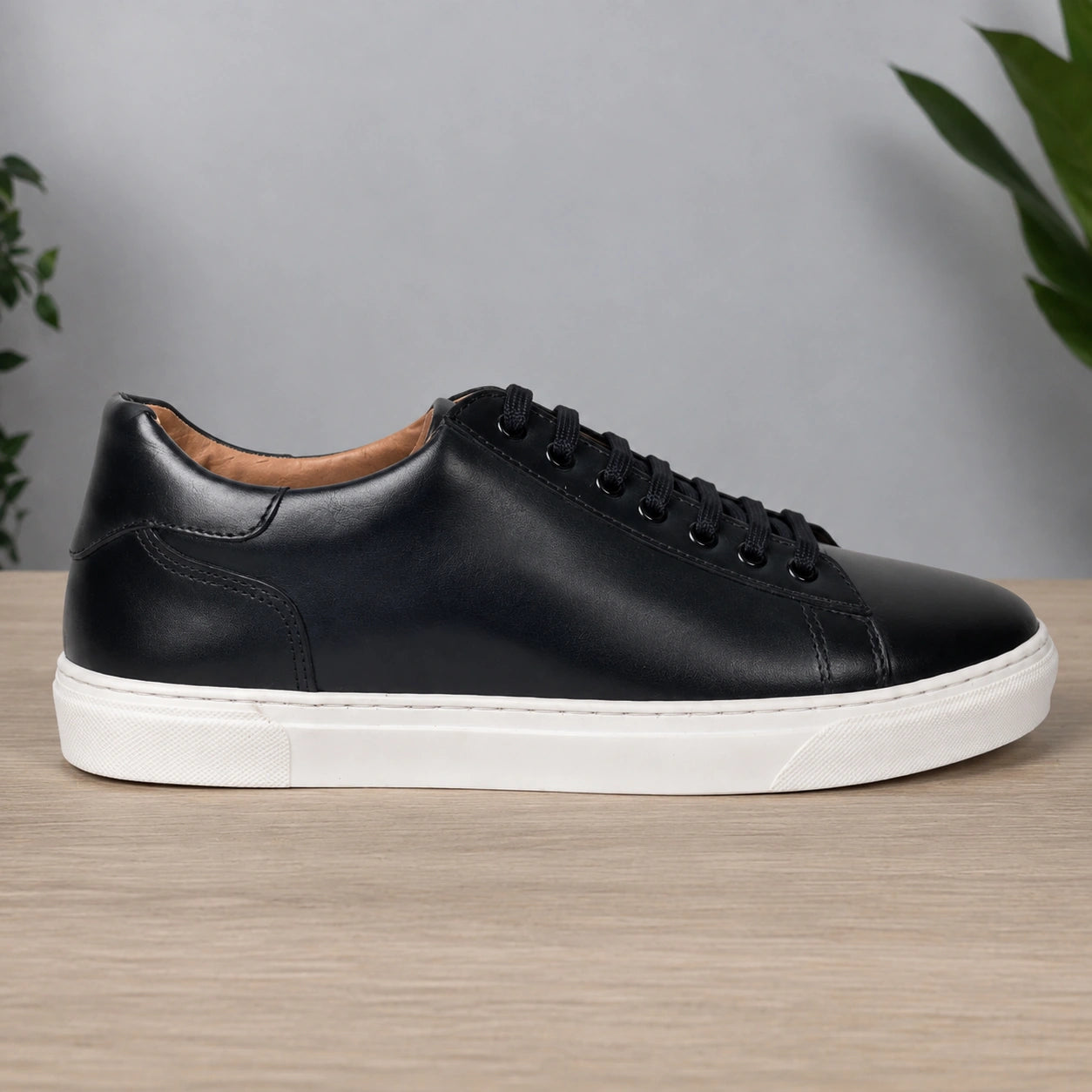 Sneakers in pelle suola bassa - Blu