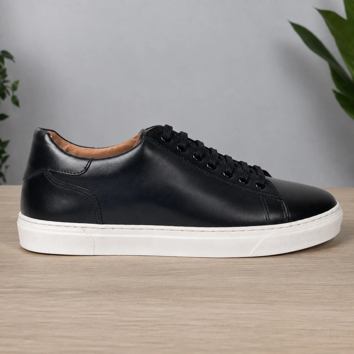Sneakers in pelle suola bassa - Blu