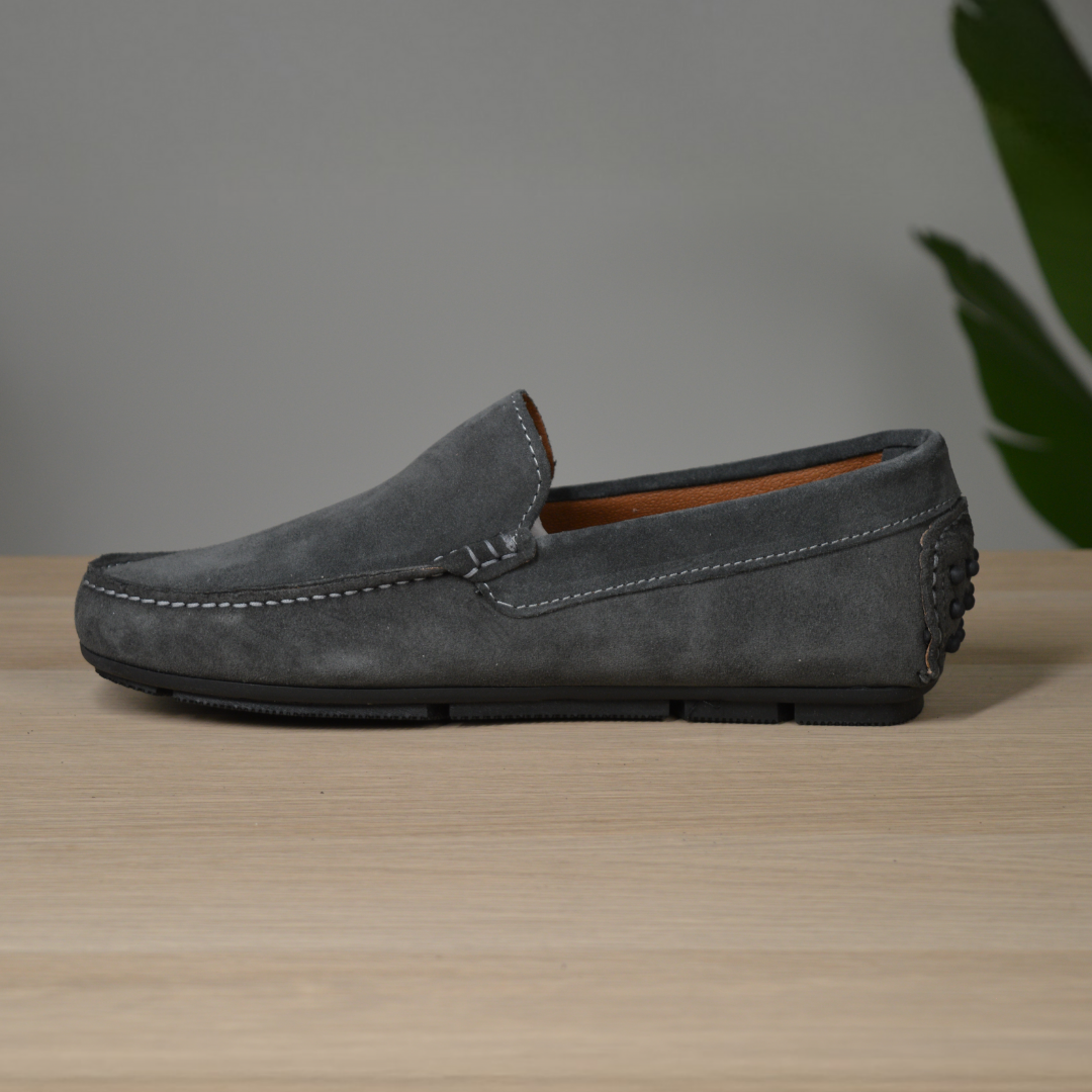 Mocassino con gommini - Camoscio Grigio