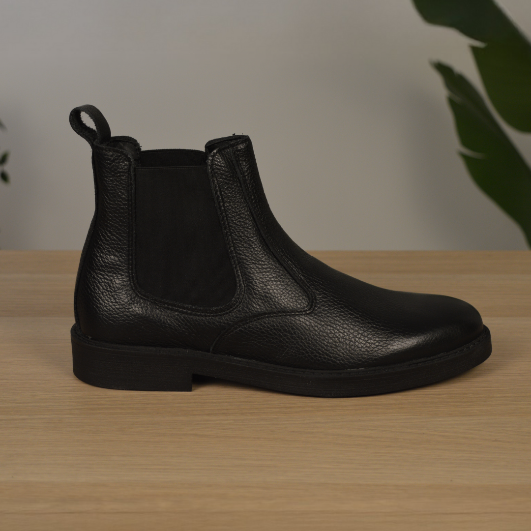 Stivaletto Chelsea in pelle di vitello martellata - Nero
