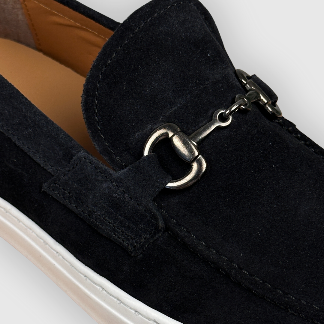 Mocassino con morso di cavallo - Camoscio blu