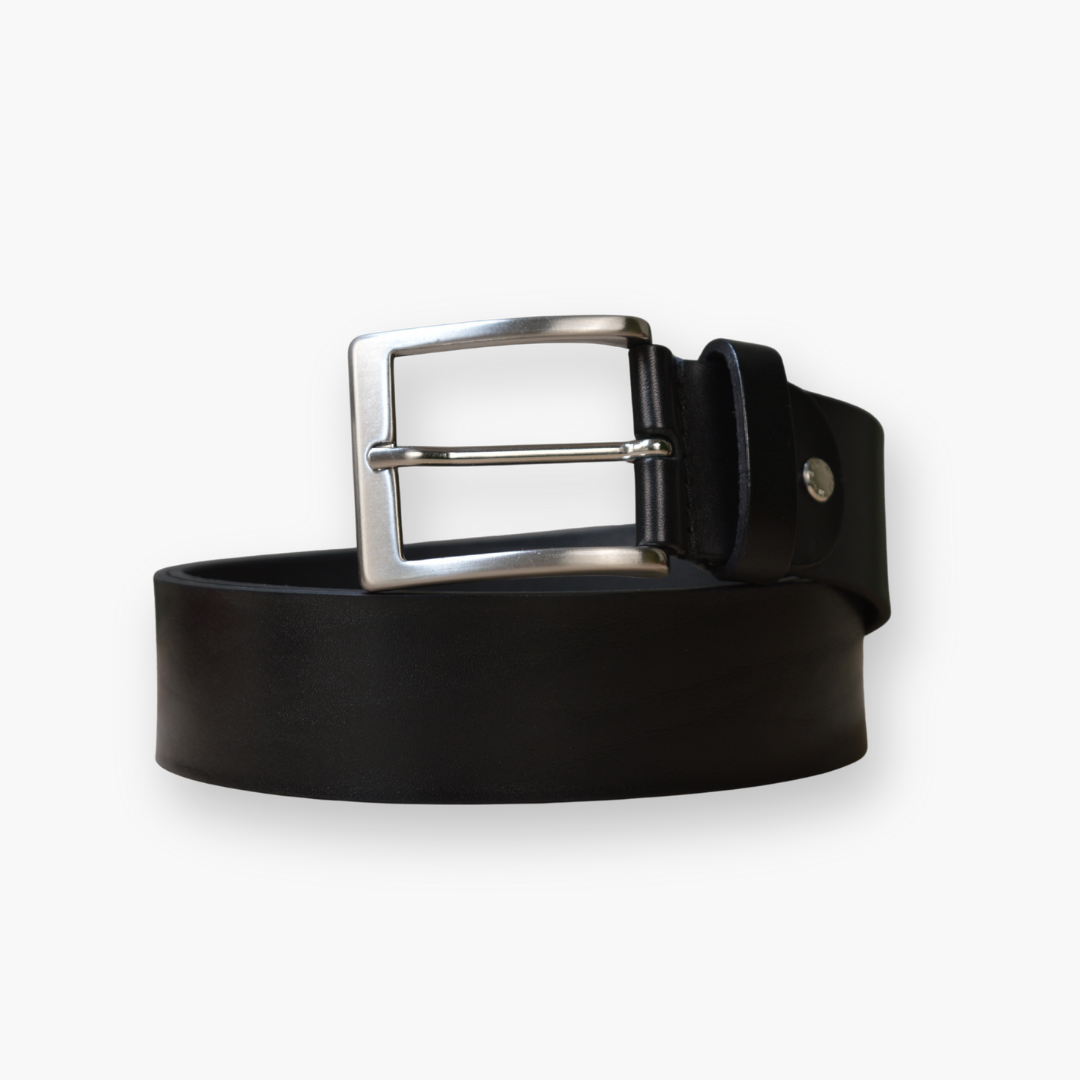Cintura casual in pelle opaca - Nero