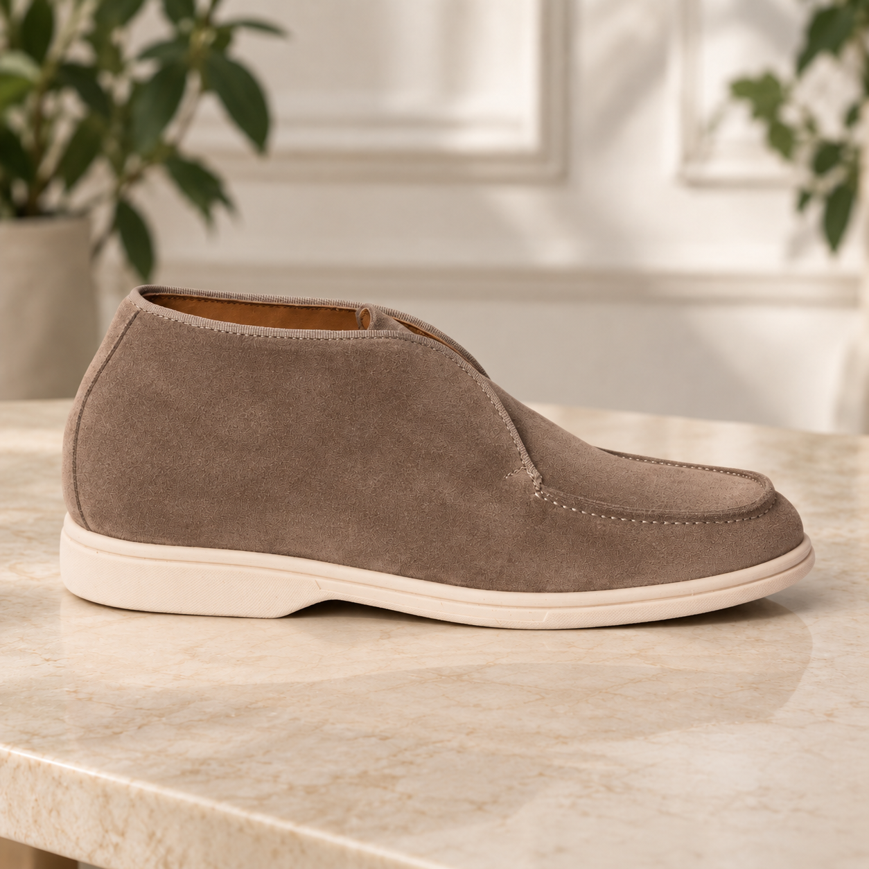Polacchine senza lacci con suola extralight Taupe Scuro - vista laterale