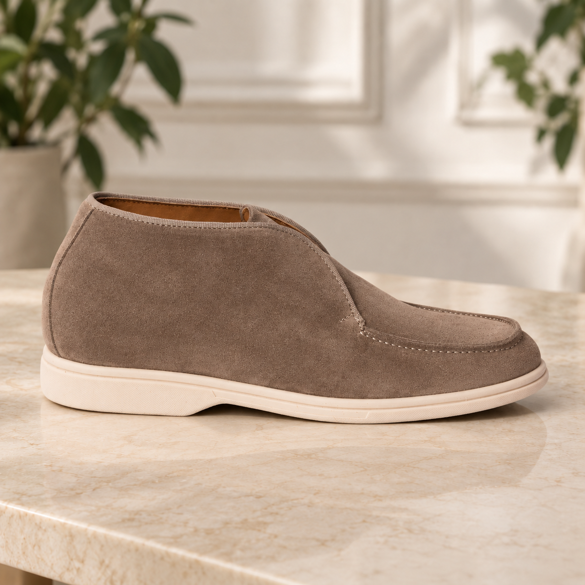 Polacchine senza lacci con suola extralight Taupe Scuro - vista laterale