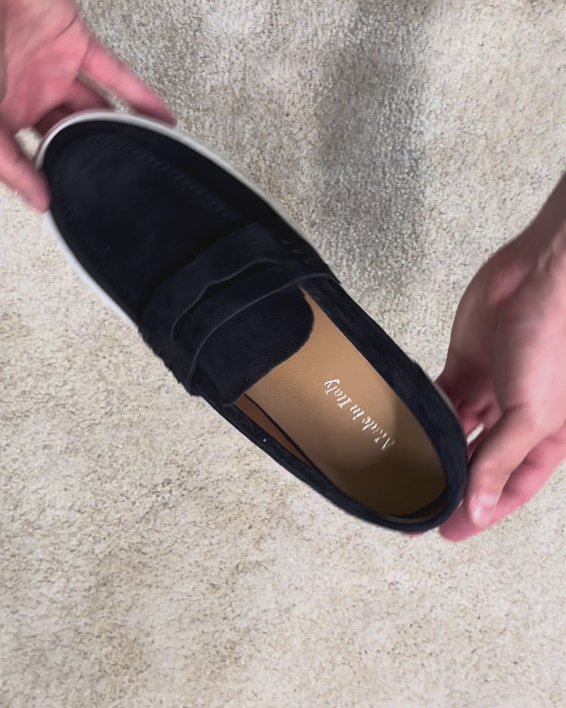 Mocassino con suola in gomma - Camoscio blu