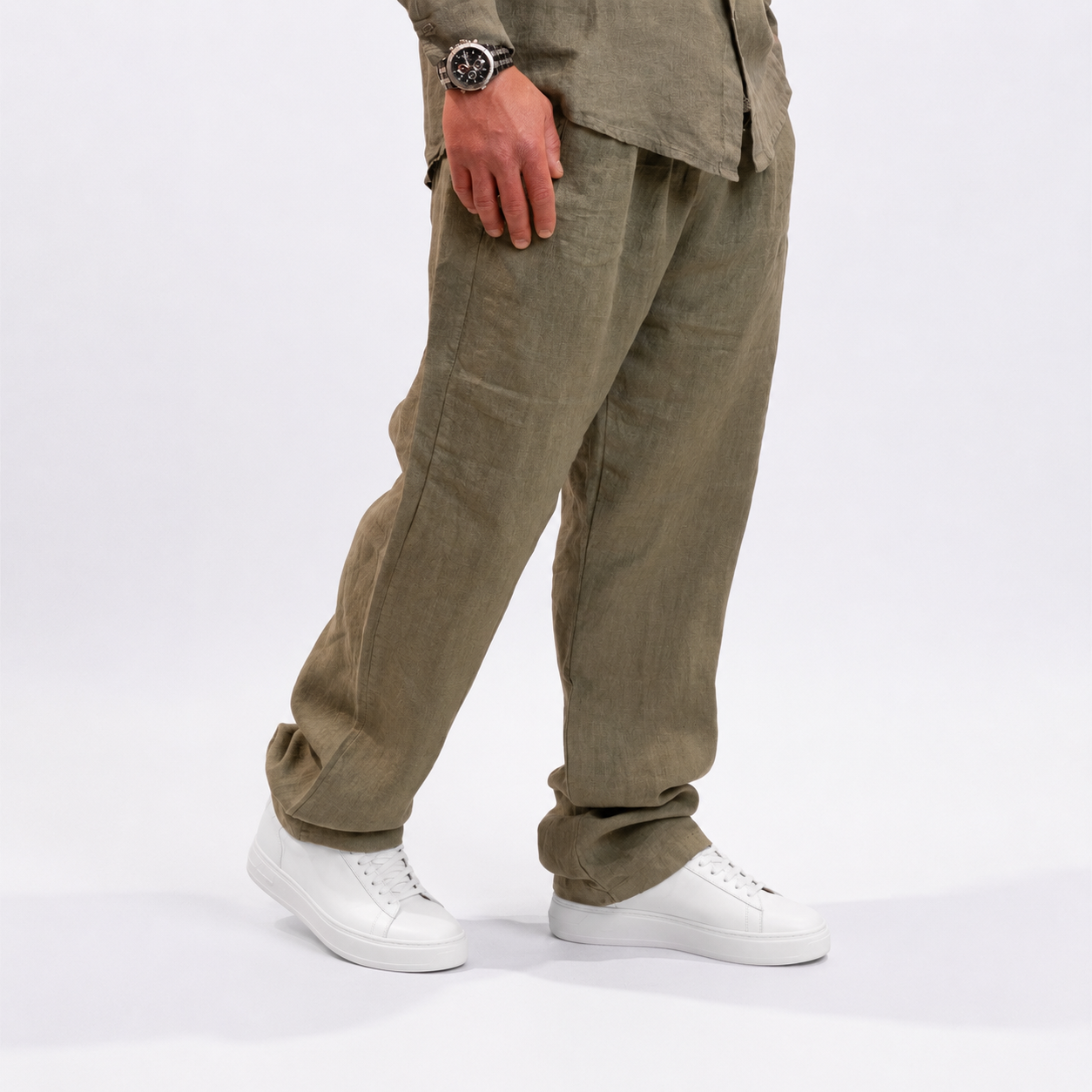Pantalone in 100% lino  - Militare
